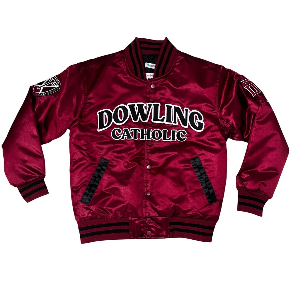 Headgear Classics Caitlin Clark Dowling Catholic Satin Varsity Jacket Maroon S